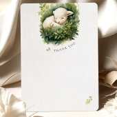 かわいい子羊の赤ちゃんシャワー水色サンキューカード