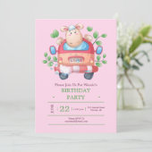 かわいい子羊の車のパーティの招待状 招待状 (スタンド正面)