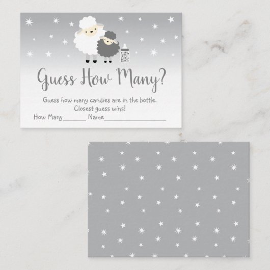 かわいい子羊はシャワーゲームの数を推測 プレイスカード (正面/裏面)