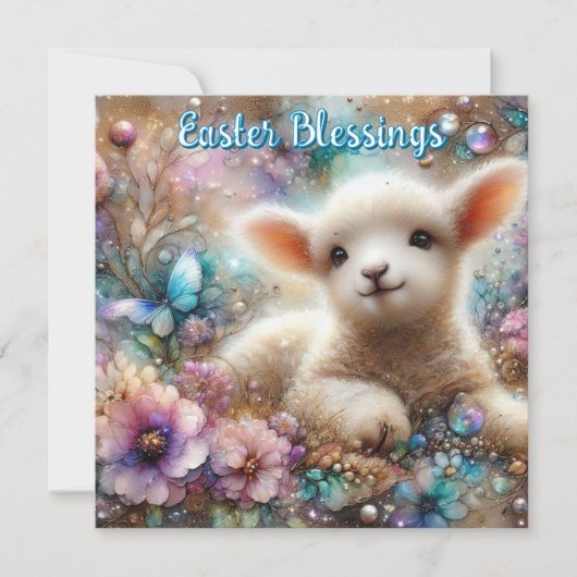 かわいい子羊イエス復活イースター賛美ズ シーズンカード (正面)