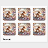 かわいい子羊イースターグリーティングフローラシール スクエアシール (シート)