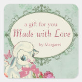 かわいい子羊ウール編み物クロシェベビー裁縫 スクエアシール (正面)