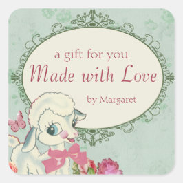 かわいい子羊ウール編み物クロシェベビー裁縫 スクエアシール