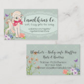 かわいい子羊ウール編み物クロシェベビー裁縫 名刺 (正面/裏面)