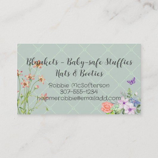 かわいい子羊ウール編み物クロシェベビー裁縫 名刺 (裏面)