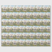 かわいい子羊オンファームフェンス ラッピングペーパー (フラット)