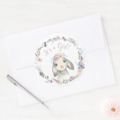 かわいい子羊ガールベイビーシャワー ラウンドシール (封筒)