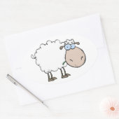 かわいい子羊ステッカー 楕円形シール (封筒)