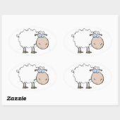 かわいい子羊ステッカー 楕円形シール (シート)