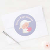 かわいい子羊ハギングハートベビーシャワーデコール ラウンドシール (封筒)