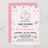 かわいい子羊バルーンベビーシャワーパーティー 招待状 (正面/裏面)