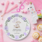 かわいい子羊パープルフローラ緑のベビーガール ペーパープレート (パーティー)