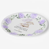 かわいい子羊パープルフローラ緑のベビーガール ペーパープレート (アングル)