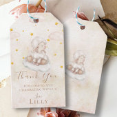 かわいい子羊ピンクのダスト星ベビーシャワーありがとう ギフトタグ