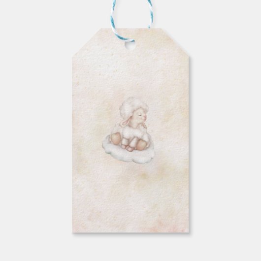 かわいい子羊ピンクのダスト星ベビーシャワーありがとう ギフトタグ (裏面)