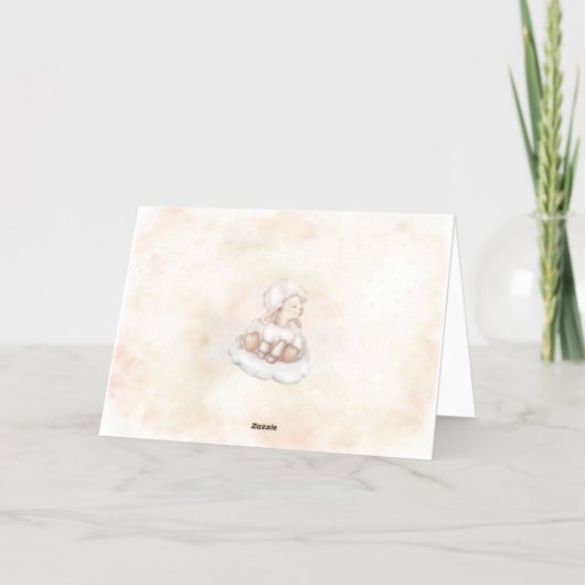 かわいい子羊ピンクのダスト星ベビーシャワーありがとう 箔グリーティングカード (裏面)