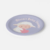 かわいい子羊抱きハートのベビーシャワー用品 ペーパープレート (アングル)