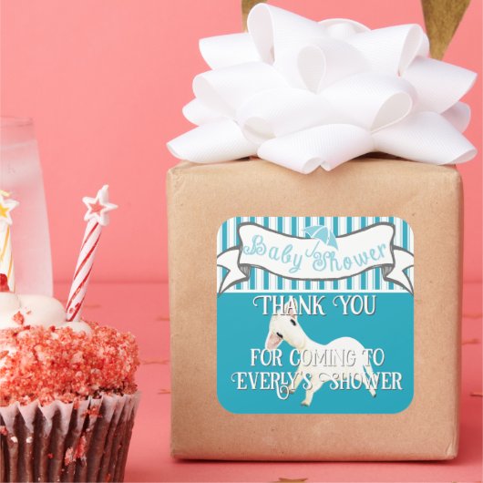 かわいい子羊男の赤ちゃんシャワーステッカー スクエアシール (パーティー)