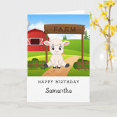 かわいい子羊1st誕生日カード カード (黄色い花)