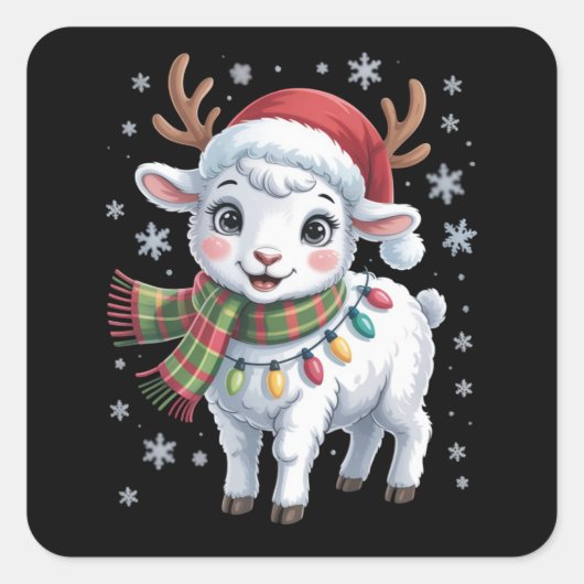 かわいい子羊 クリスマス 面白い 動物好き 農家の人 スクエアシール (正面)