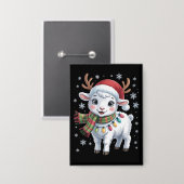 かわいい子羊 クリスマス 面白い 動物好き 農家の人 缶バッジ (正面/裏面)