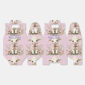 かわいい子羊 ピンクのリボン 春の花 フェイバーボックス (見開き)