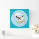 かわいい子羊*背景色を選択 スクエア壁時計 (ホーム)