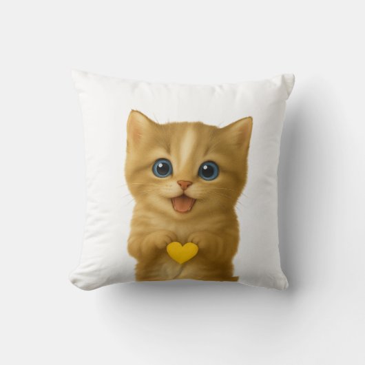 かわいい子考え猫の枕 クッション (正面)