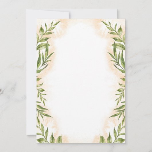 かわいい子葉水色植物性ベビーシャワー 招待状 (裏面)