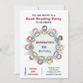 かわいい子読書の誕生日パーティー 招待状 (正面)