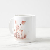 かわいい子豚との母豚 農業の動物の母性 コーヒーマグカップ (正面左)