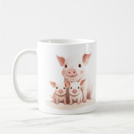 かわいい子豚との母豚 農業の動物の母性 コーヒーマグカップ