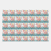 かわいい子豚と明るい花 ラッピングペーパーシート (正面3)