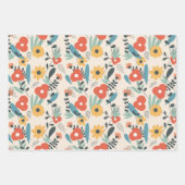 かわいい子豚と明るい花 ラッピングペーパーシート (正面2)