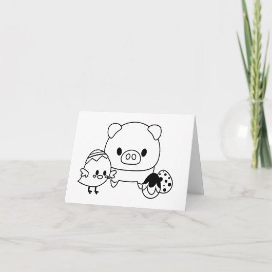 かわいい子豚と雛カーパーソナライズされたド カード (正面)
