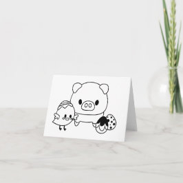 かわいい子豚と雛カー空白のド カード