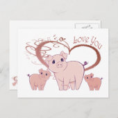 かわいい子豚のアート ポストカード (正面/裏面)