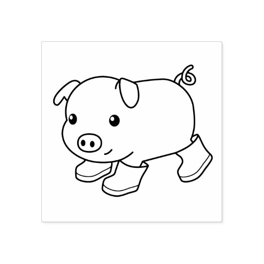 かわいい子豚のゴムブーツ ラバースタンプ (インプリント)
