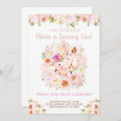 かわいい子豚の女の子の誕生日招待状 招待状 (正面/裏面)