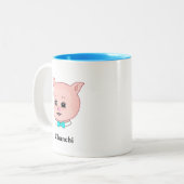 かわいい子豚の漫画&書道 ツートーンマグカップ (正面左)