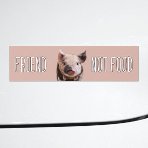 かわいい子豚の「友よ食べ物」ビーガン バンパーステッカー