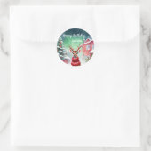 かわいい子豚トナカイのサンタのクリスマス誕生日パーティー ラウンドシール (バッグ)