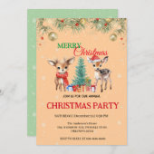 かわいい子豚トナカイSanta MERRYクリスマスパーティー 招待状 (正面/裏面)