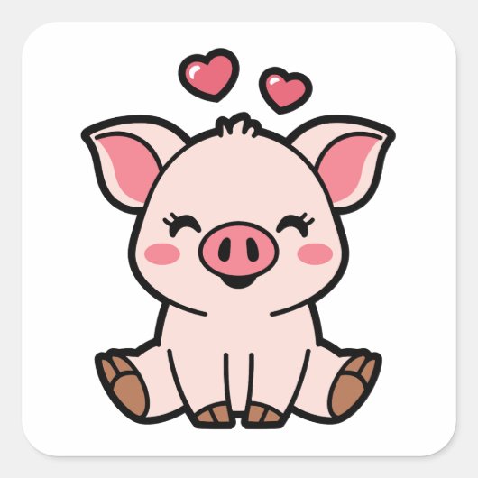 かわいい子豚バンク スクエアシール (正面)