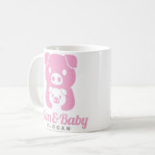 かわいい子豚ママパパピンク色マグカップ コーヒーマグカップ (正面左)