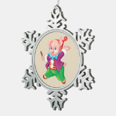 かわいい子豚 スノーフレークピューターオーナメント (右)