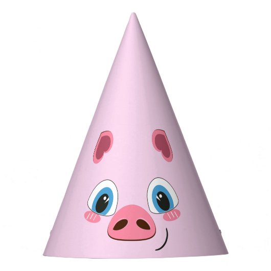 かわいい子豚、大きな青い目 パーティーハット (正面)