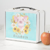 かわいい子豚 |独自の名前を追加するメタルランチボックス メタルランチボックス (インサイチュ)