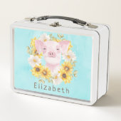 かわいい子豚 |独自の名前を追加するメタルランチボックス メタルランチボックス (正面)