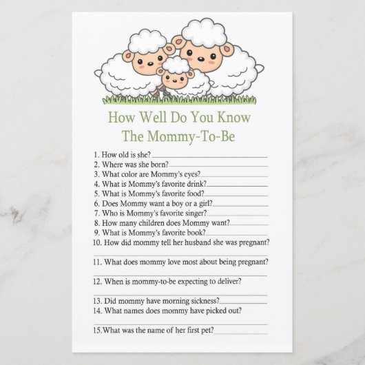 かわいい子赤ちゃんシャワーのゲームをどれだけ知っているか (正面)